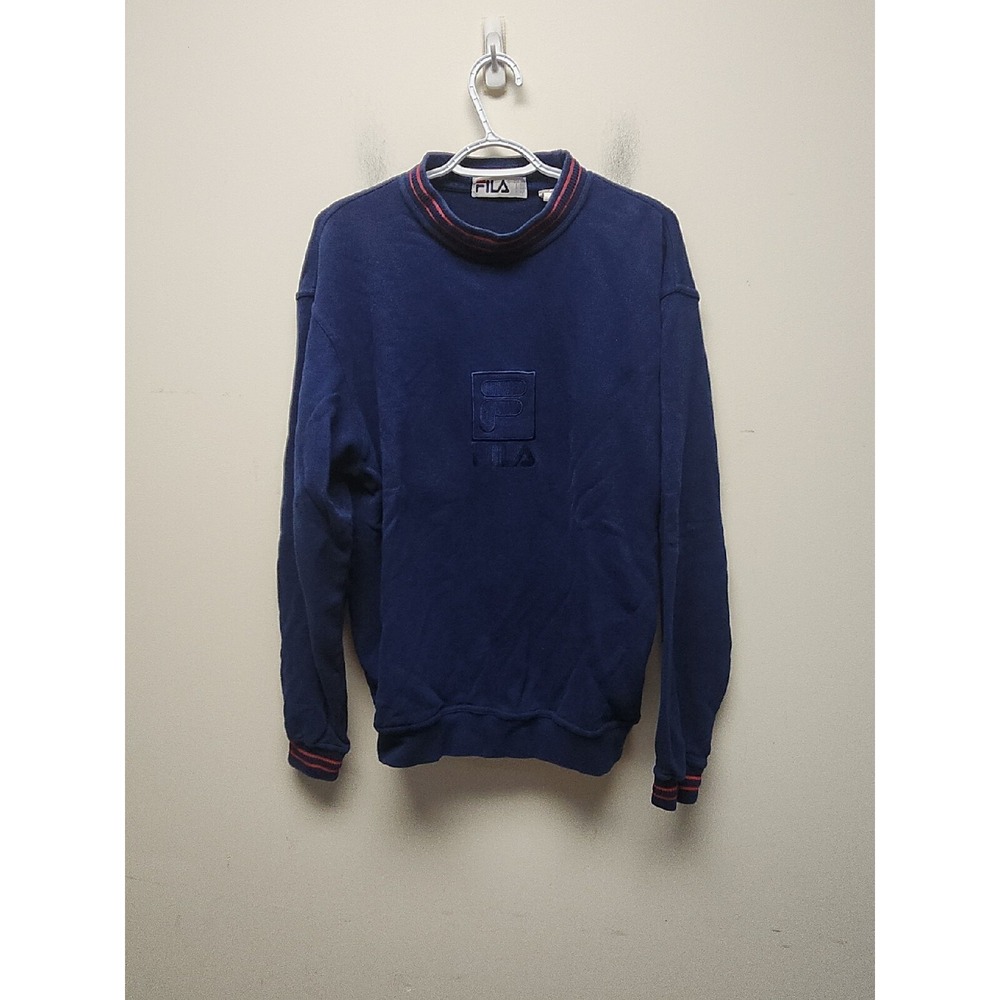 Vintage Fila CrewNeck Made In CANADA Long Sleeve Navy Blue Sweatshirt Mens M